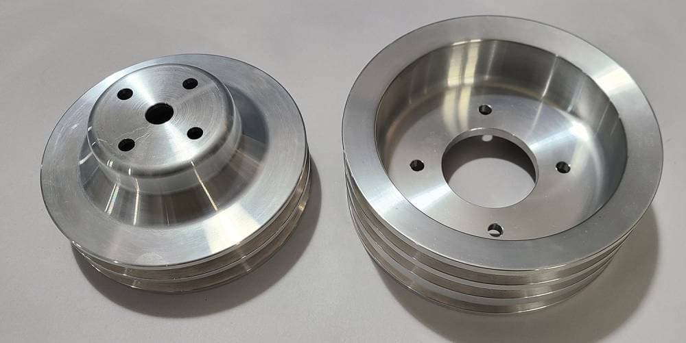 1968-70 3 Groove Crank and Water Pump Pulley Kit, also for 64-68 8 Bolt to 11 bolt Conversions, AC Applications, Billet Finish