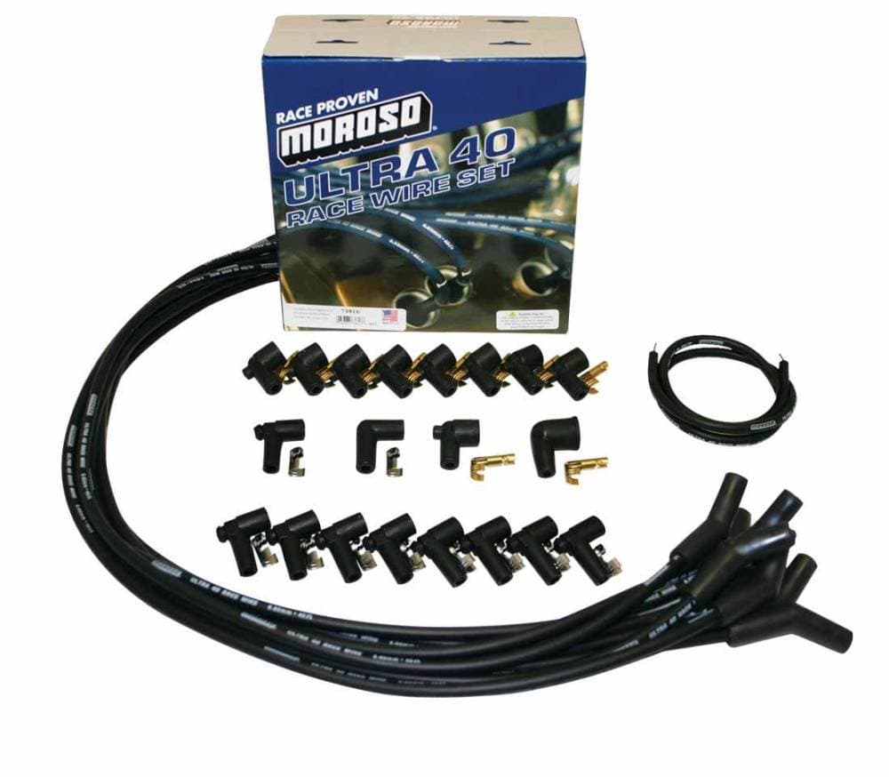 Moroso Ultra 40 Universal Wire Set, Black Wire, 135 Deg. Boots
