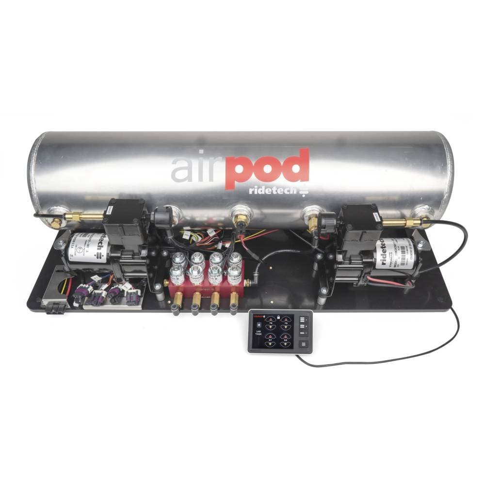 RidePro Prewired E5 Air Ride Suspension Control System | 5 Gallon Dual Compressor – 1/4″ Valves