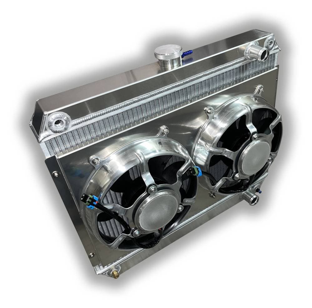 1964 – 1967 GTO Aluminum Radiator With Dual HPX Fans – HIGH Horsepower – Pontiac V8 Engines – 22″ Height