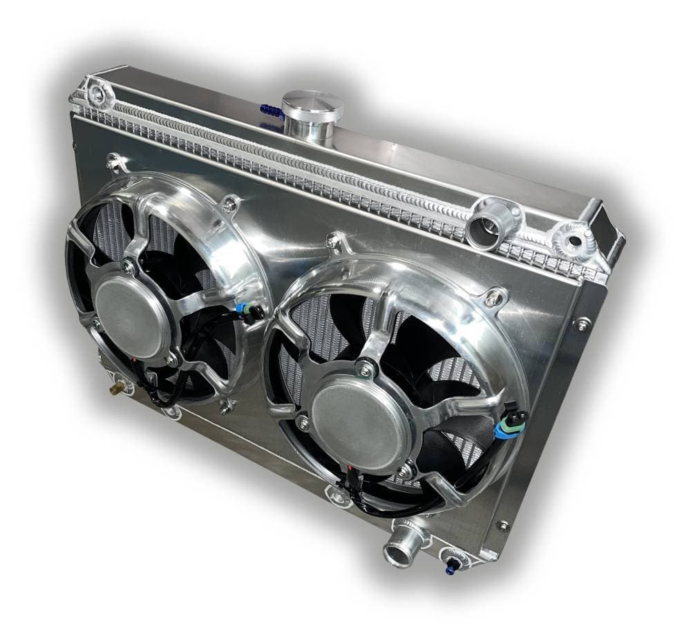 1964 – 1967 GTO Aluminum Radiator With Dual HPX Fans – Pontiac V8 Engines – 20″ Height