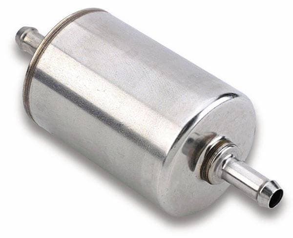 Holley EFI 10 micron post filter with dual 3/8" barbs.