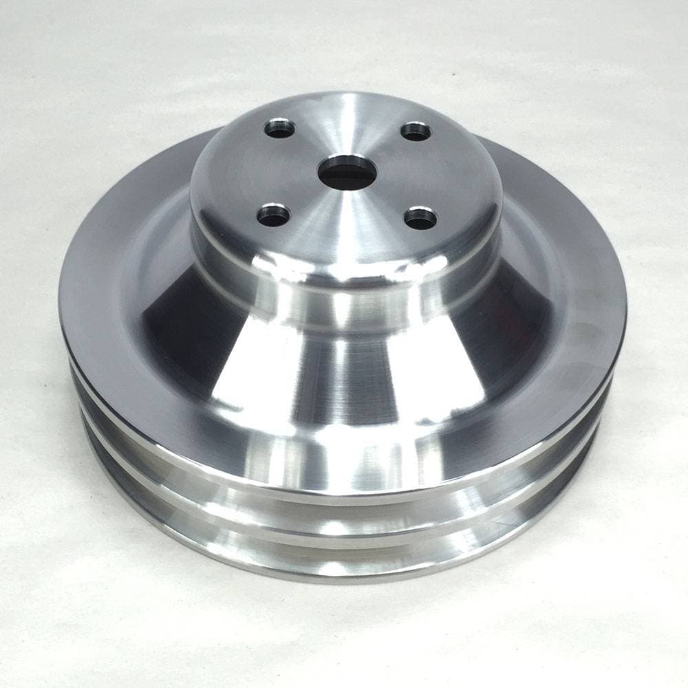 Pontiac Pontiac 2 Groove Water Pump Pulley, 1969 1/2-1970 w/4.50" water pump, 6 1/2", Alm Finish, **A/C Applications** (Also 4" to 4.5" Conversion Pulley)