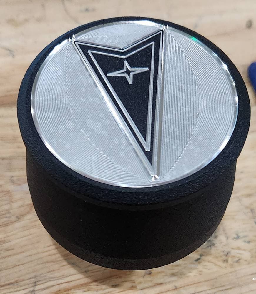 Pontiac 3D Raised Logo Custom CNC Black Aluminum Push-In Breather 