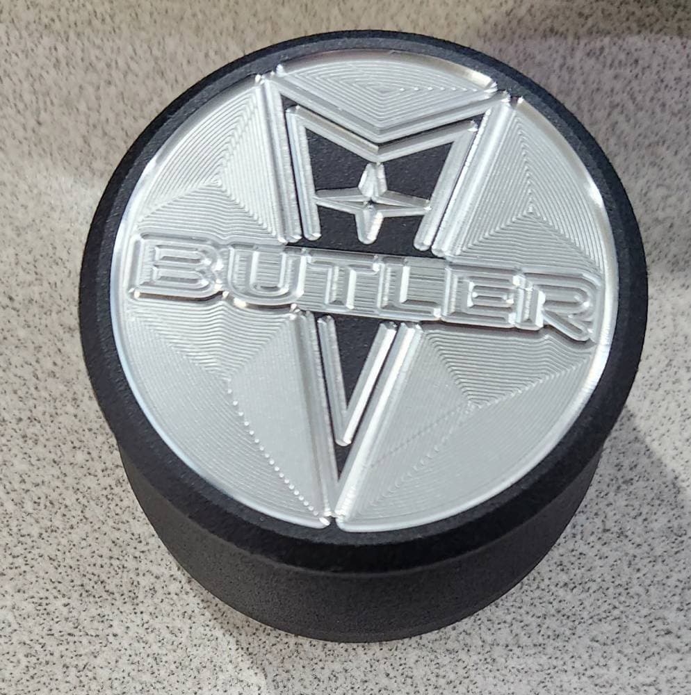 Butler 3D Raised Logo Custom CNC Black Aluminum Push-In Breather 