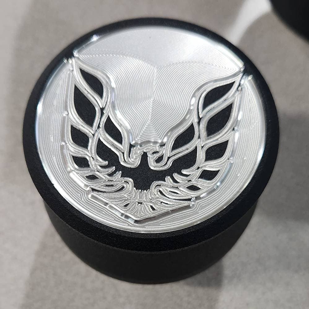 Trans Am 3D Raised Logo Custom CNC Black Aluminum Push-In Breather 