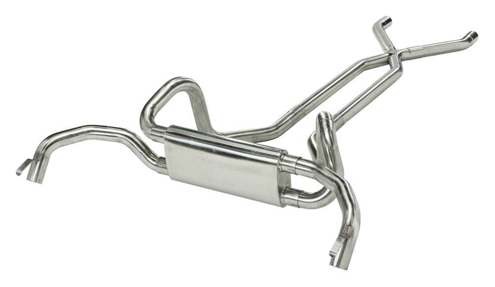 1967-1974 2.5 Inch F/X-Body Crossflow Crossmember Back Exhaust System With X-Pipe System 304 Polished Stainless Race Pro Muffler