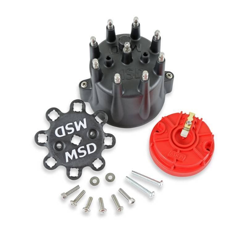 MSD Pontiac Distributor Cap and Rotor Kit, Black or Red