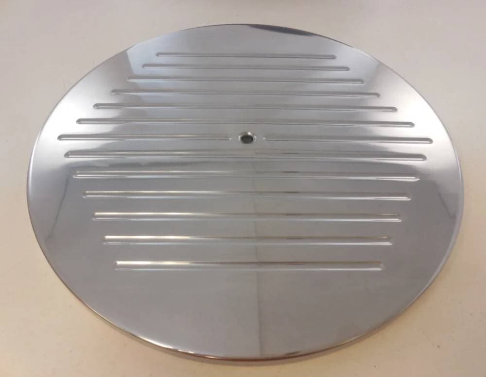 14" Ball Milled Round Air Cleaner Top, Polished
