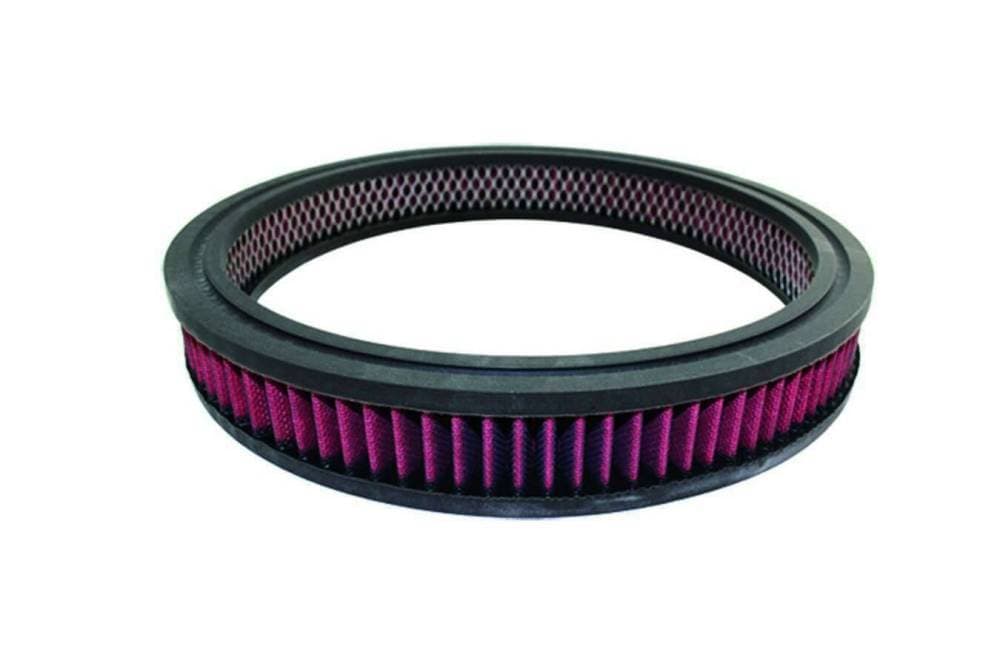 Air Filter Element, Round, 14 in Diameter, 2 in Tall, Reusable Cotton, Red, Universal, Each