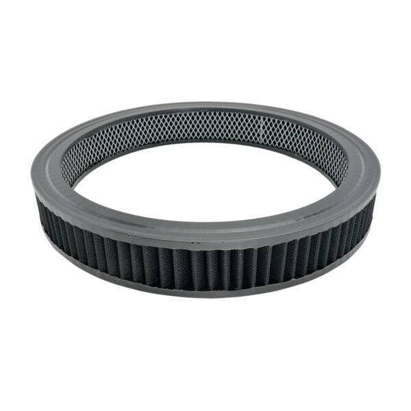 Air Filter Element, Round, 14 in Diameter, 2 in Tall, Reusable Cotton, Black, Universal, Each