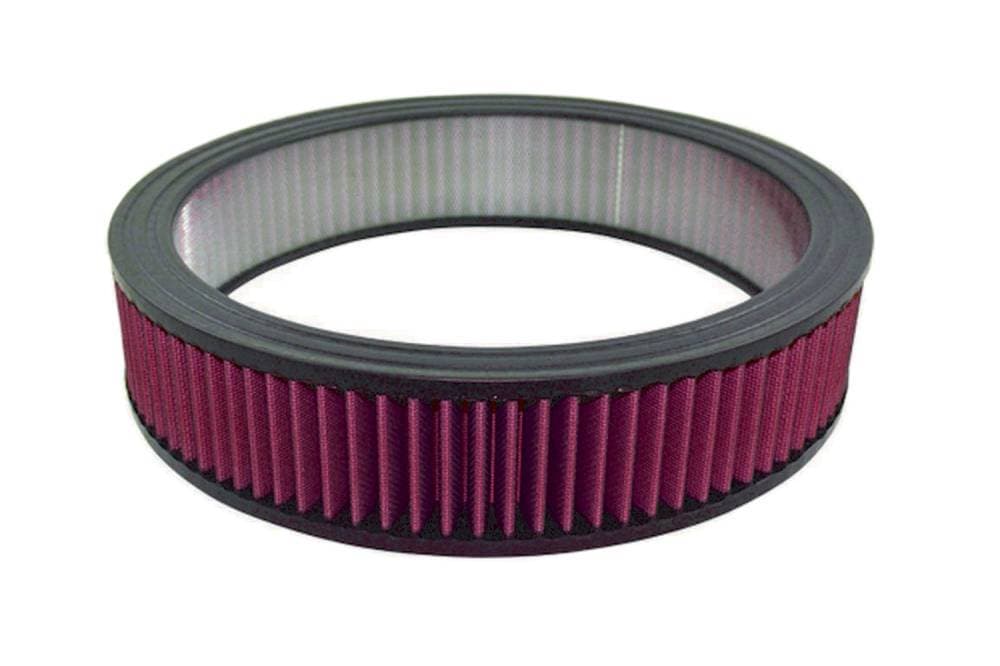 Air Filter Element, Round, 14 in Diameter, 3 in Tall, Reusable Cotton, Red, Universal, Each