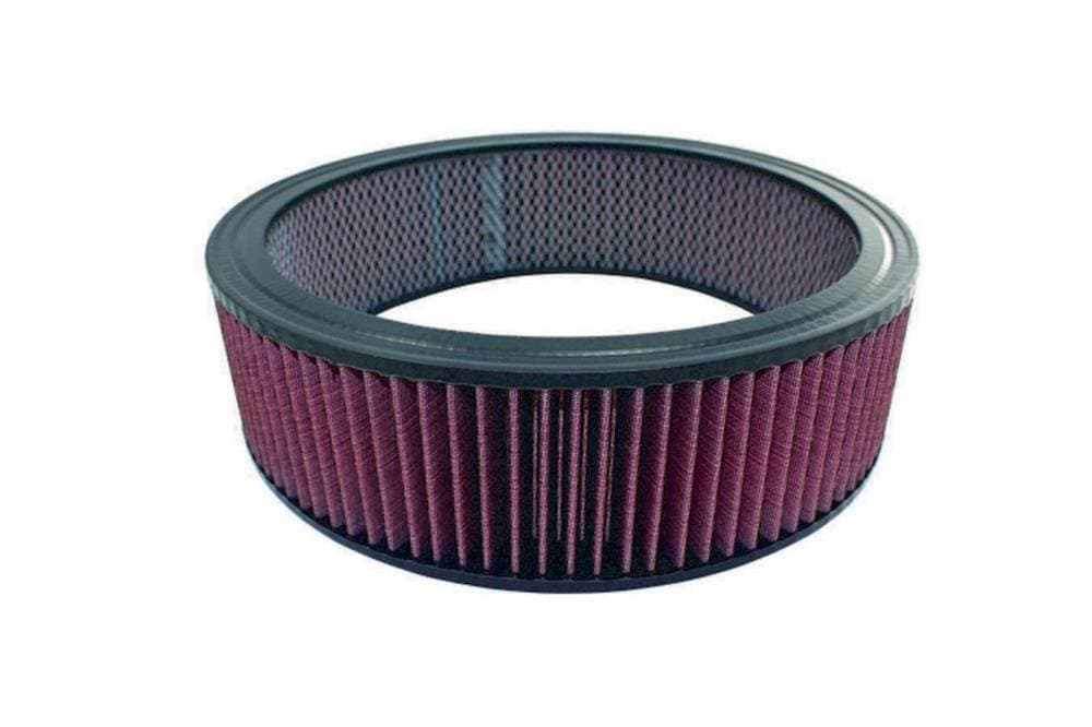 Air Filter Element, Round, 14 in Diameter, 4 in Tall, Reusable Cotton, Red, Universal, Each
