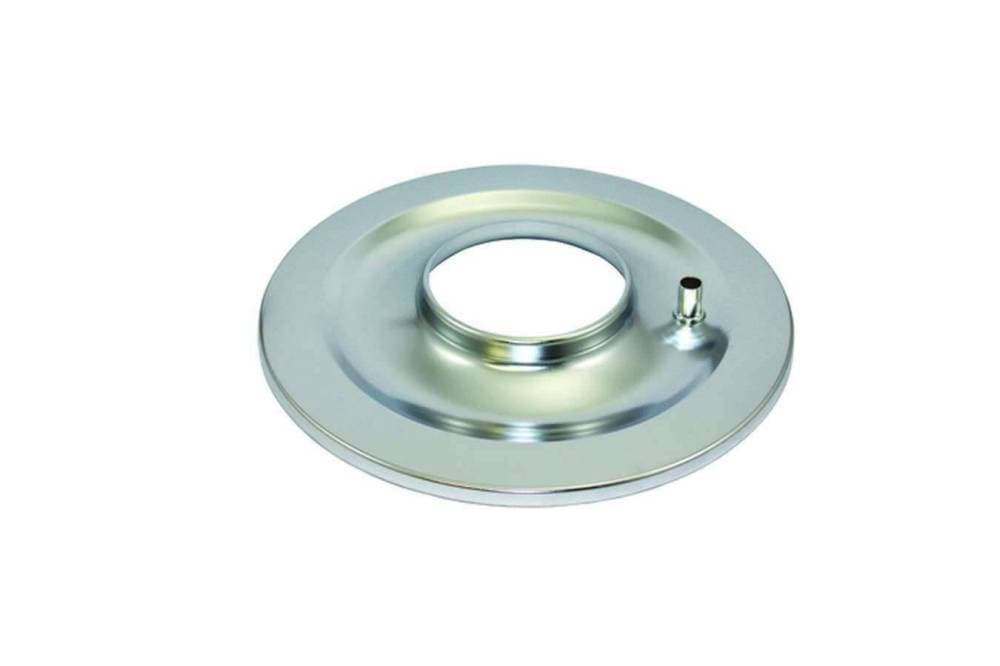 Air Cleaner Base, 14 in Round, 5-1/8 in Carb Flange, Flat Base, Steel, Chrome, Each