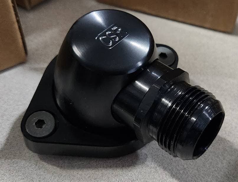 Pontiac 20 AN Hose Connect Swivel  Thermostat Housing, Black