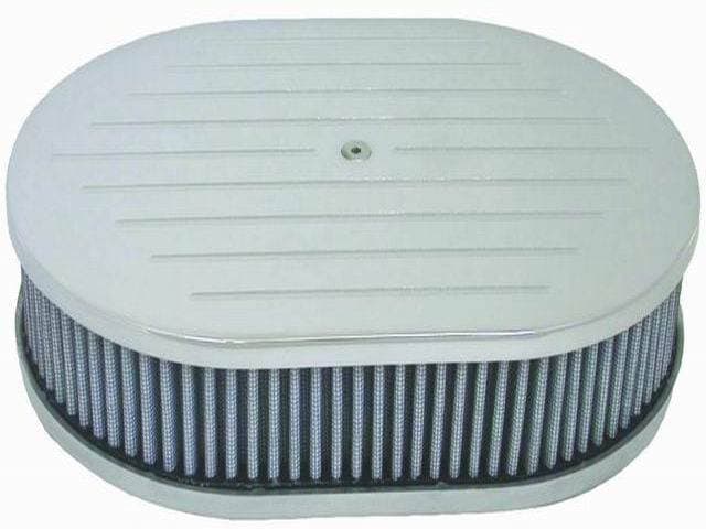 Polished 12" Oval Air Cleaner w/ Washable Element - 5" Stud included, Fits 5 1/8" neck size