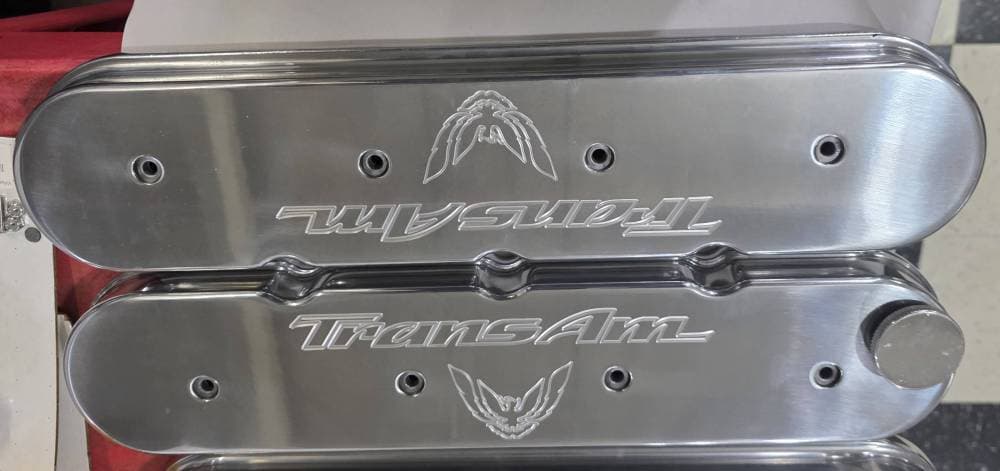 LS Trans Am Log CNC Engraved Late Model Pontiac/LS Aluminum Valve Covers (Set) Polished