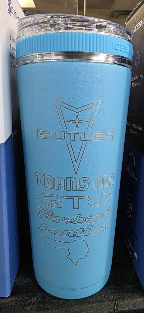 Pontiac Logos 26oz Iceshaker Flex Bottle, Caribbean Blue, No Handle