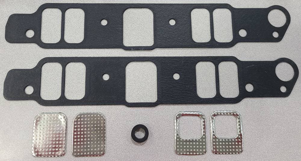 Pontiac Intake Gasket / Includes Metal Reinforced Heat X-Over Block Off Plates  (Set)